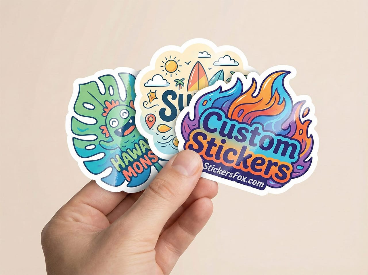 Custom Vinyl Die Cut Stickers Held In Hand Waterproof Stickers Printed In USA WwOxTYlvGy