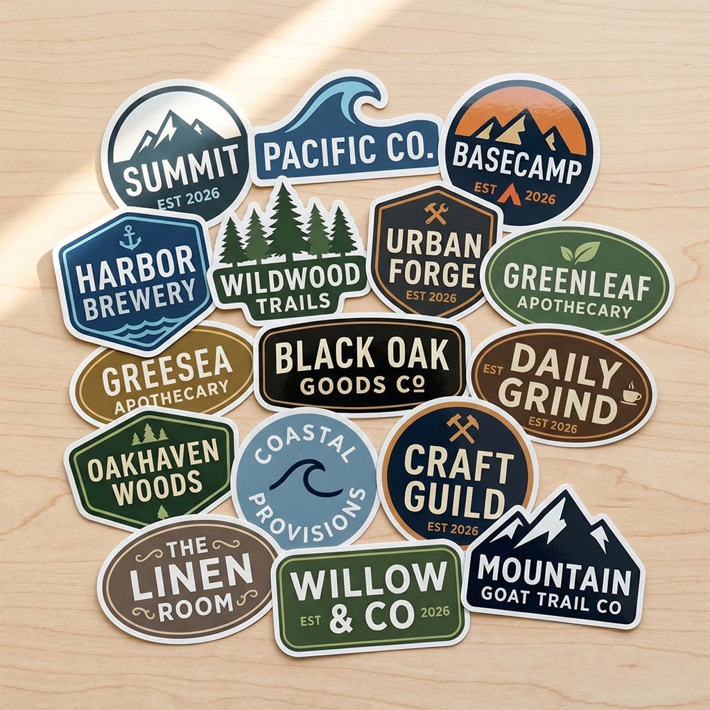 Custom Stickers Small Business Logo Collection Flat Lay JDqb5DVXQP